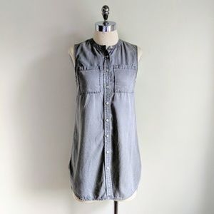 Merona Gray Button Front Sleeveless Tunic Top